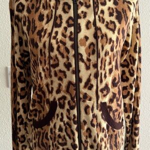 L.A.M.B. By Gwen Stefani Leopard Print 100% Cashmere Hoodie Size XL